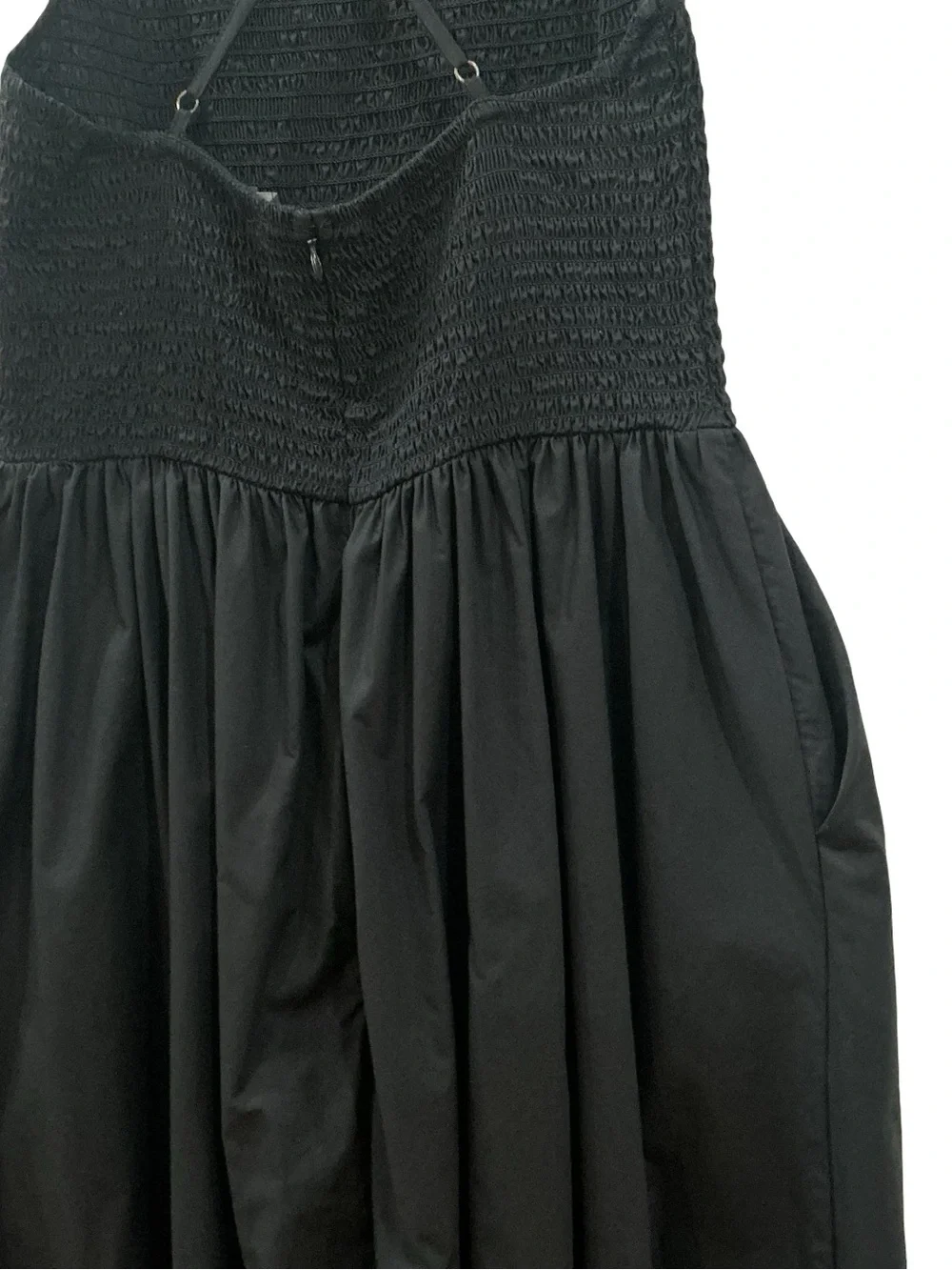 J. Crew Black Smocked Midi Dress. Size M